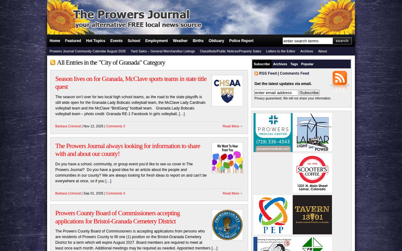 Prowers Journal Granada arrest news category for Prowers County