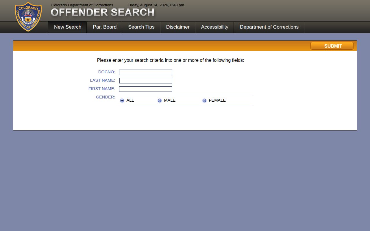 Colorado DOC offender record search for Prowers County state custody